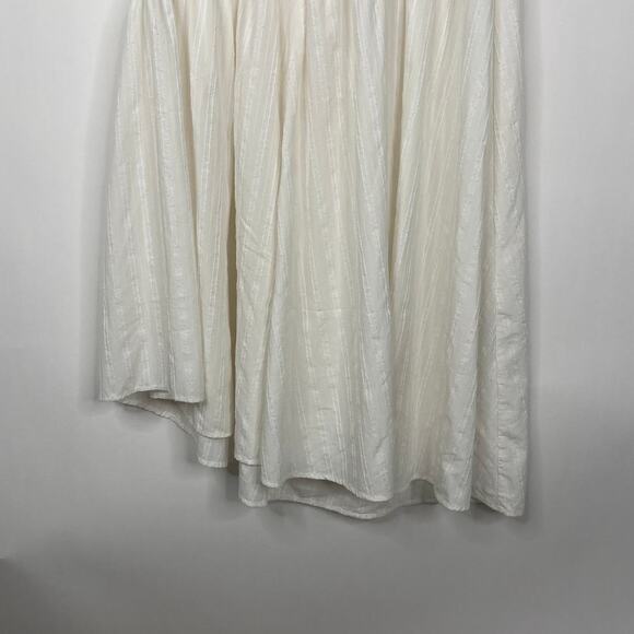 2/$30 ZARA Asymmetric Dress XS Striped White V-Neck Short Sleeve Textured #5637 - Picture 9 of 16